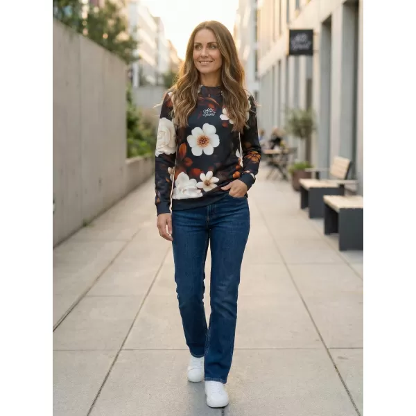  Funktionaler Sweatshirt -Prämie von Frauen ALTISPORT VOJ/ALW097MI01 WEIß-ORANGEFARBENE BLUMEN 