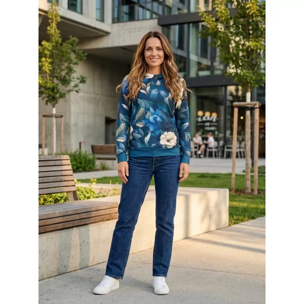  Funktionaler Sweatshirt -Prämie von Frauen ALTISPORT VOJ/ALW097MI01 BLAUE BLUMEN 