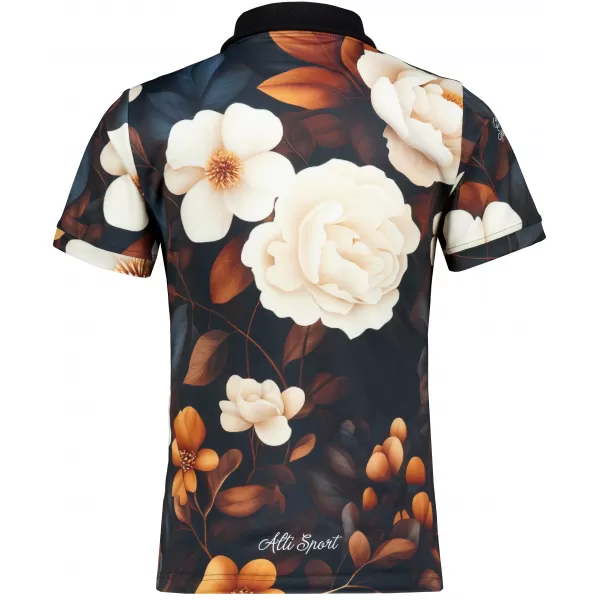  Frauenfunktional T -Shirt mit Premiumkragen ALTISPORT VOJ/ALW097TR05 WEIßE ANONG-FLOWERS 