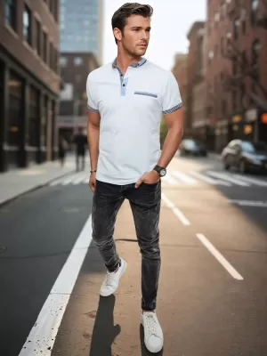 Herren t -Shirt mit einem Kragen DSTREET PX0622 WEIß