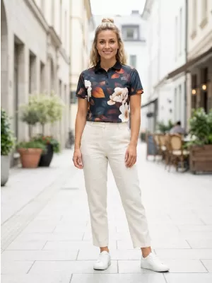 Frauenfunktional T -Shirt mit Premiumkragen ALTISPORT VOJ/ALW097TR05 WEIßE ANONG-FLOWERS