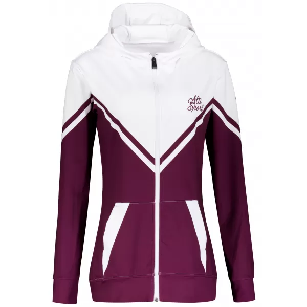  Funktionales Sweatshirt von Frauen auf Reißverschlussprämie ALTISPORT VOJ/ALW101MI02 BURGUND/WEIß 