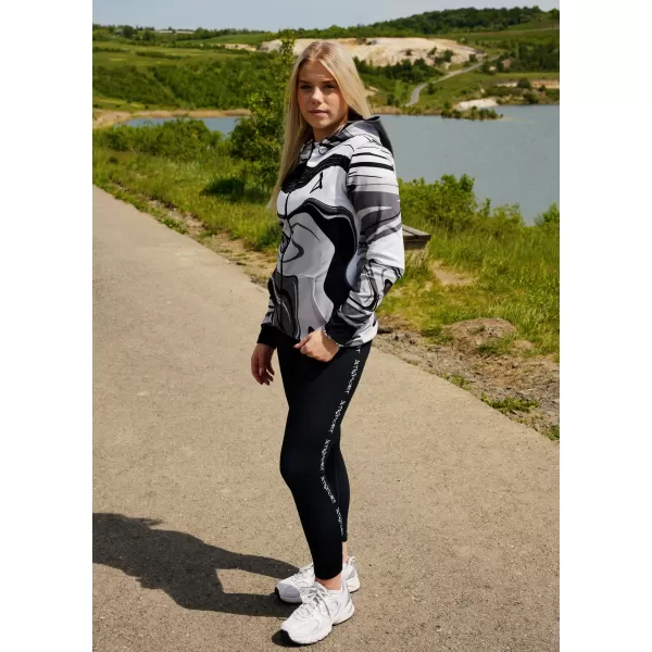  Funktionales Sweatshirt von Frauen auf Reißverschlussprämie ALTISPORT VOJ/ALW099MI02 SCHWARZ UND WEIß 