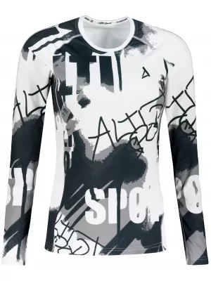 Frauen funktionales t -Shirt mit langen Ärmeln Premium ALTISPORT VOJ/ALW076TR03 WEIß -UND -SCHWARZ