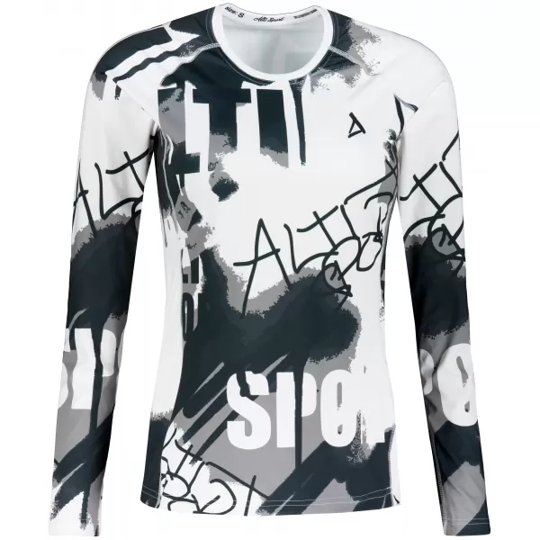  Frauen funktionales t -Shirt mit langen Ärmeln Premium ALTISPORT VOJ/ALW076TR03 WEIß -UND -SCHWARZ 