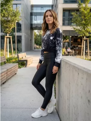 Funktionelle Sweatshirt -Premium von Frauen von Frauen ALTISPORT VOJ/ALW055MI08 SCHWARZ UND WEIß