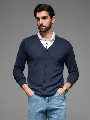 Männliche Strickjacke OMBRE OM-SWCD-0126 MARINEBLAU