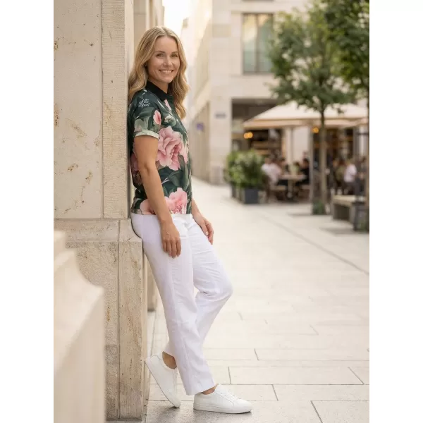  Frauenfunktional T -Shirt mit Premiumkragen ALTISPORT VOJ/ALW097TR05 ROSA BLUMEN 