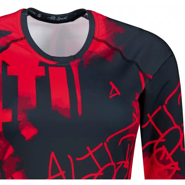  Frauen funktionales t -Shirt mit langen Ärmeln Premium ALTISPORT VOJ/ALW076TR03 ROT -SCHWARZ 