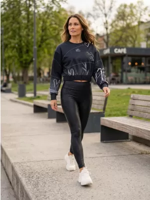 Funktionelle Sweatshirt -Premium von Frauen von Frauen ALTISPORT VOJ/ALW083MI08 SCHWARZ UND WEIß
