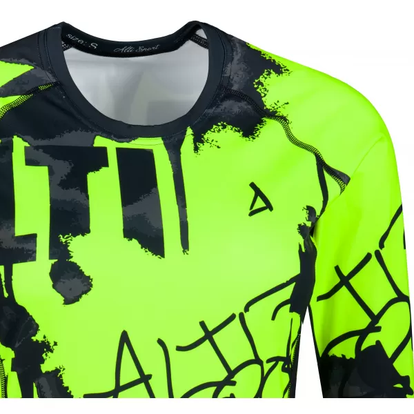  Frauen funktionales t -Shirt mit langen Ärmeln Premium ALTISPORT VOJ/ALW076TR03 SCHWARZ/FLUO GELB 