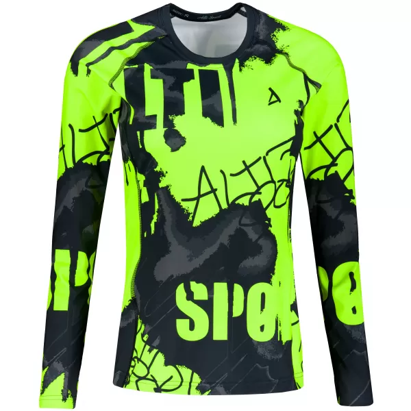  Frauen funktionales t -Shirt mit langen Ärmeln Premium ALTISPORT VOJ/ALW076TR03 SCHWARZ/FLUO GELB 