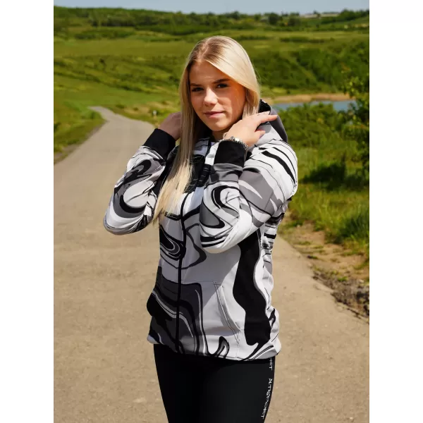  Funktionales Sweatshirt von Frauen auf Reißverschlussprämie ALTISPORT VOJ/ALW099MI02 SCHWARZ UND WEIß 