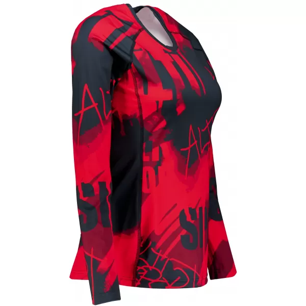  Frauen funktionales t -Shirt mit langen Ärmeln Premium ALTISPORT VOJ/ALW076TR03 ROT -SCHWARZ 