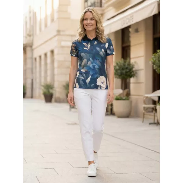  Frauenfunktional T -Shirt mit Premiumkragen ALTISPORT VOJ/ALW097TR05 BLAUE BLUMEN 