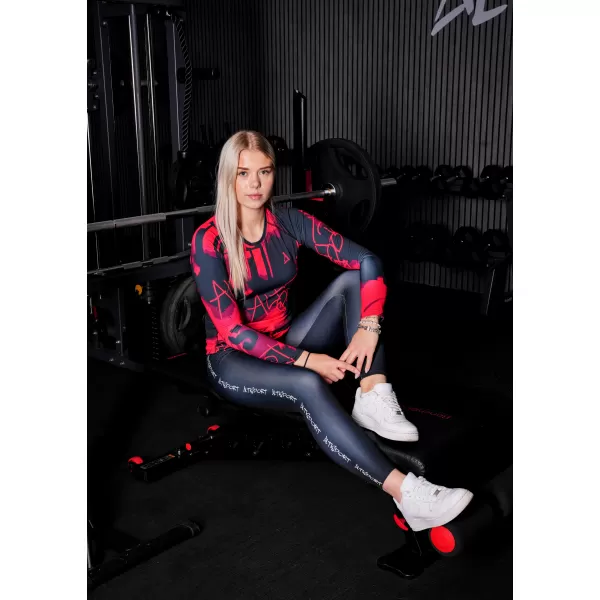  Frauen funktionales t -Shirt mit langen Ärmeln Premium ALTISPORT VOJ/ALW076TR03 ROT -SCHWARZ 