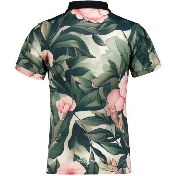  Frauenfunktional T -Shirt mit Premiumkragen ALTISPORT VOJ/ALW097TR05 ROSA BLUMEN 