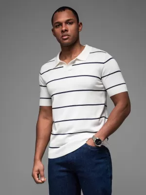 Herren t -Shirt mit einem Kragen OMBRE OM-POSS-0145 WEIß UND MARINE