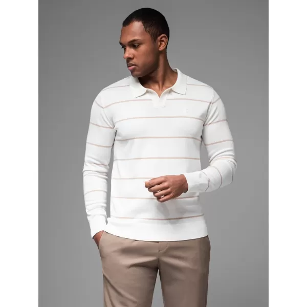  Herren t -Shirt mit einem Kragen OMBRE OM-POLS-0146 WEIß UND BEIGE 