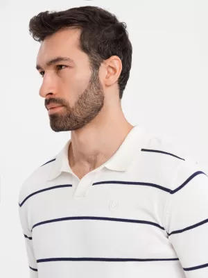 Herren t -Shirt mit einem Kragen OMBRE OM-POLS-0146 WEIß UND DUNKELBLAU