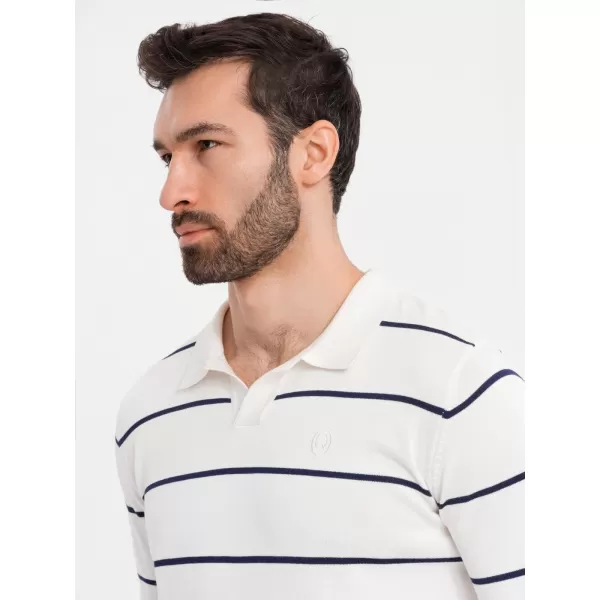  Herren t -Shirt mit einem Kragen OMBRE OM-POLS-0146 WEIß UND DUNKELBLAU 