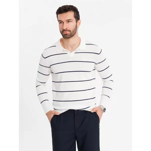  Herren t -Shirt mit einem Kragen OMBRE OM-POLS-0146 WEIß UND DUNKELBLAU 