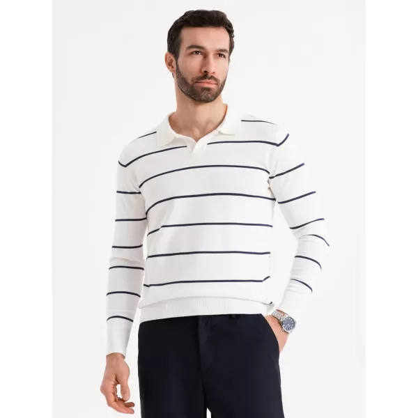  Herren t -Shirt mit einem Kragen OMBRE OM-POLS-0146 WEIß UND DUNKELBLAU 