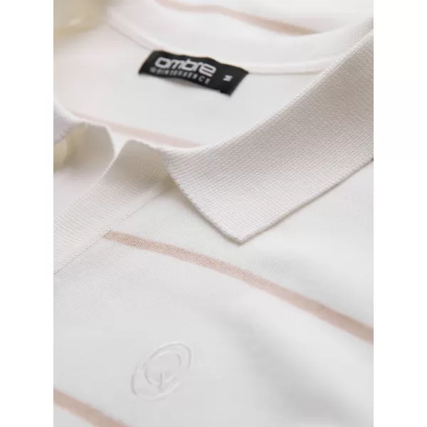  Herren t -Shirt mit einem Kragen OMBRE OM-POLS-0146 WEIß UND BEIGE 