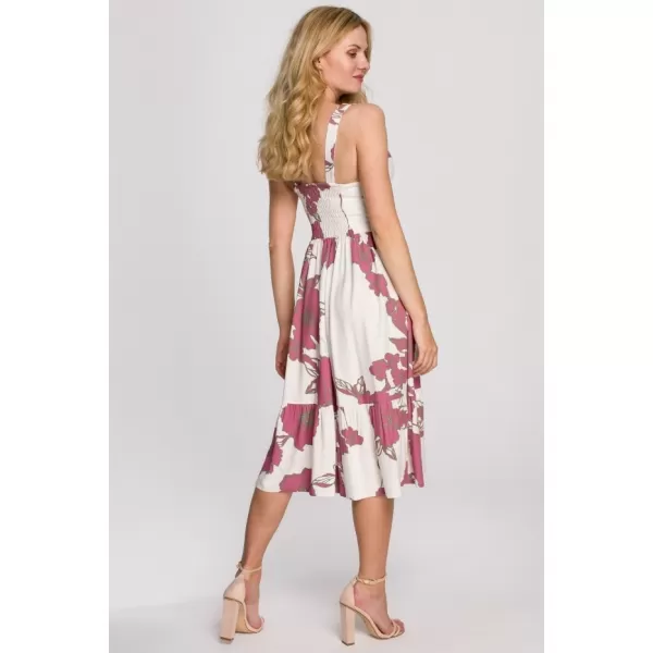  Kleid MAKOVER K098 WEIß/ROSA 