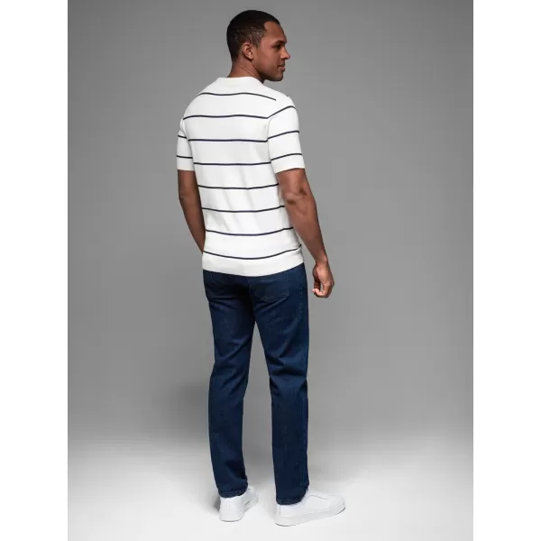  Herren t -Shirt mit einem Kragen OMBRE OM-POSS-0145 WEIß UND MARINE 
