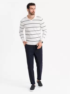 Herren t -Shirt mit einem Kragen OMBRE OM-POLS-0146 WEIß UND DUNKELBLAU