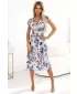 Kleid NUMOCO MATILDE 425-13 BEIGE UND BLAUE BLUMEN