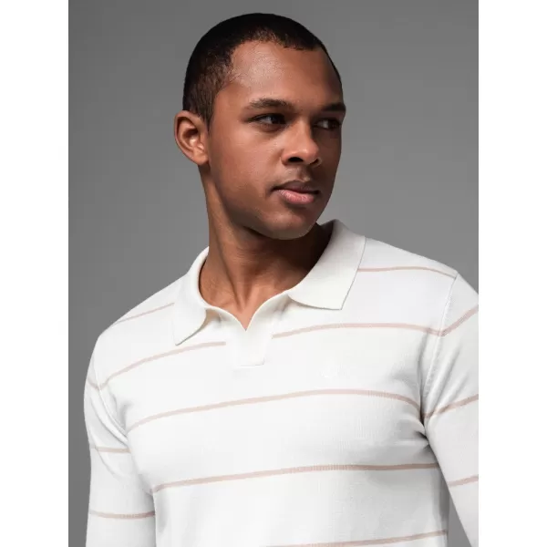  Herren t -Shirt mit einem Kragen OMBRE OM-POLS-0146 WEIß UND BEIGE 