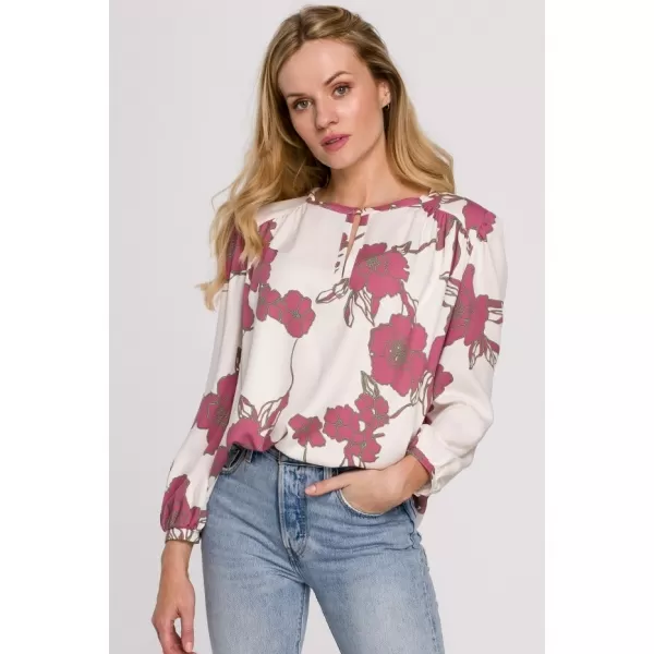  Damenbluse MAKOVER K099 BÍLÁ//RŮŽOVÁ WEIß/ROSA 