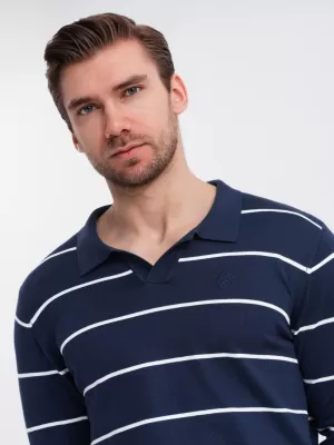 Herren t -Shirt mit einem Kragen OMBRE OM-POLS-0146 DUNKELBLAU UND WEIß