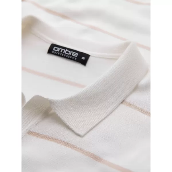  Herren t -Shirt mit einem Kragen OMBRE OM-POSS-0145 WEIß UND BEIGE 