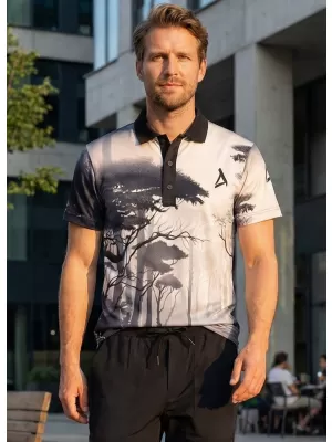 Herrenfunktional T -Shirt mit Premium -Kragen ALTISPORT VOJ/ALM103TR05 SCHWARZ-LEES