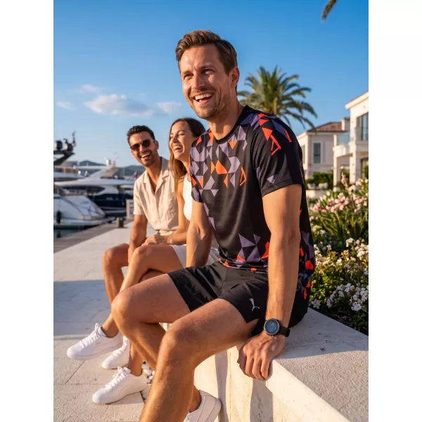  Männer funktionaler T -Shirt Premium ALTISPORT VOJ/ALM108TR01 SCHWARZ -ORANGE 