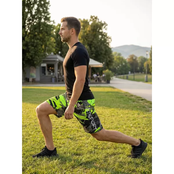  Die funktionalen Shorts von Männern Premium ALTISPORT VOJ/ALM014KRA01 SCHWARZ -GREEN 