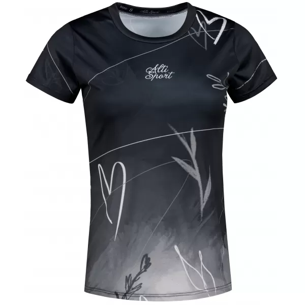  Frauenfunktional T -Shirt Premium ALTISPORT VOJ/ALW083TR01 SCHWARZ UND WEIß 