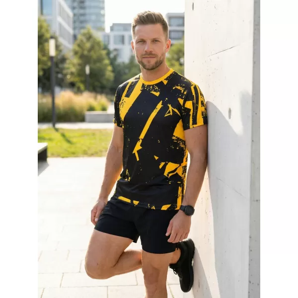  Männer funktionaler T -Shirt Premium ALTISPORT VOJ/ALM079TR01 SCHWARZ -AUSGELB 