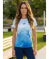 Frauenfunktional T -Shirt Premium ALTISPORT VOJ/ALW083TR01 WEIß -BLAU