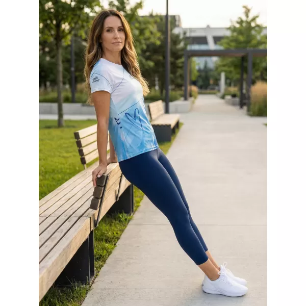  Frauenfunktional T -Shirt Premium ALTISPORT VOJ/ALW083TR01 WEIß -BLAU 