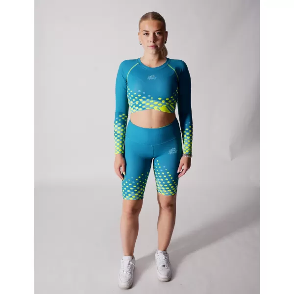  Frauen -Leggings über den Knien Premium ALTISPORT VOJ/ALW109LEG02 EMERALD/FLUO GELB 