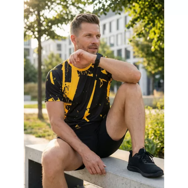  Männer funktionaler T -Shirt Premium ALTISPORT VOJ/ALM079TR01 SCHWARZ -AUSGELB 