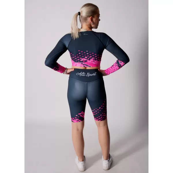  Frauen -Leggings über den Knien Premium ALTISPORT VOJ/ALW109LEG02 ROSA SCHWARZ 