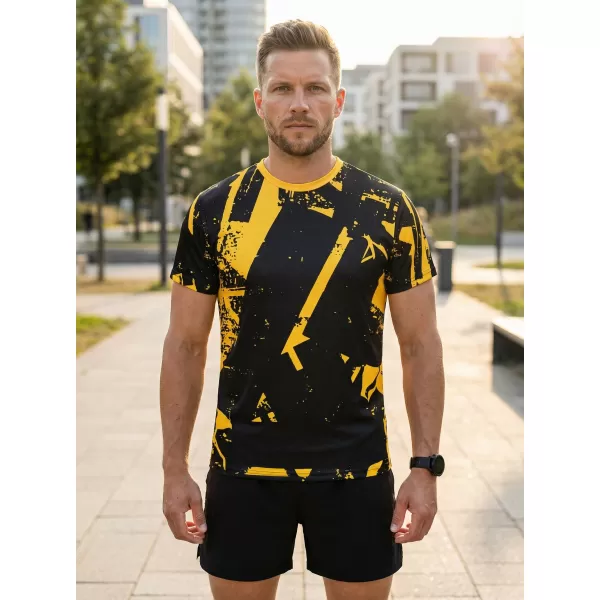  Männer funktionaler T -Shirt Premium ALTISPORT VOJ/ALM079TR01 SCHWARZ -AUSGELB 