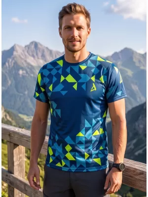 Männer funktionaler T -Shirt Premium ALTISPORT VOJ/ALM108TR01 NAVY-NEON YELLOW