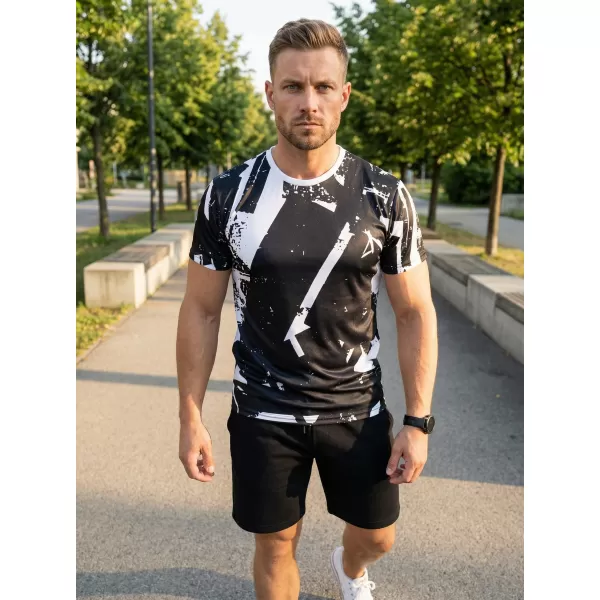  Männer funktionaler T -Shirt Premium ALTISPORT VOJ/ALM079TR01 SCHWARZ UND WEIß 