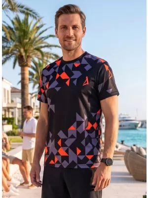 Männer funktionaler T -Shirt Premium ALTISPORT VOJ/ALM108TR01 SCHWARZ -ORANGE